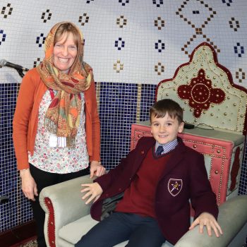 a child and teacher from a private school in Bucks at a mosque