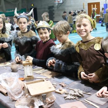 children dressed up in viking attire at a private school in Bucks