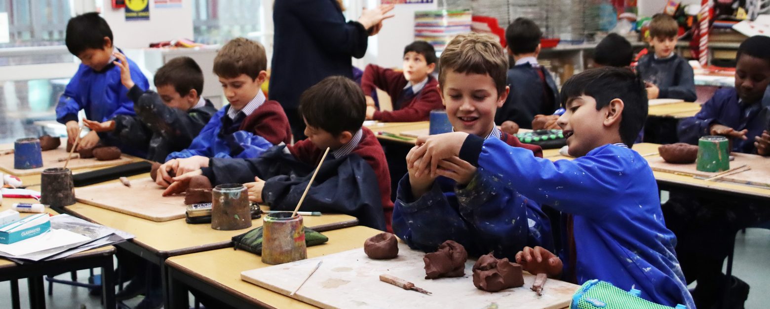 Students working with clay in the Year 4 class