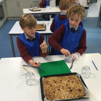 children making granola bars