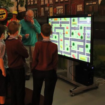 children playing an interactive game