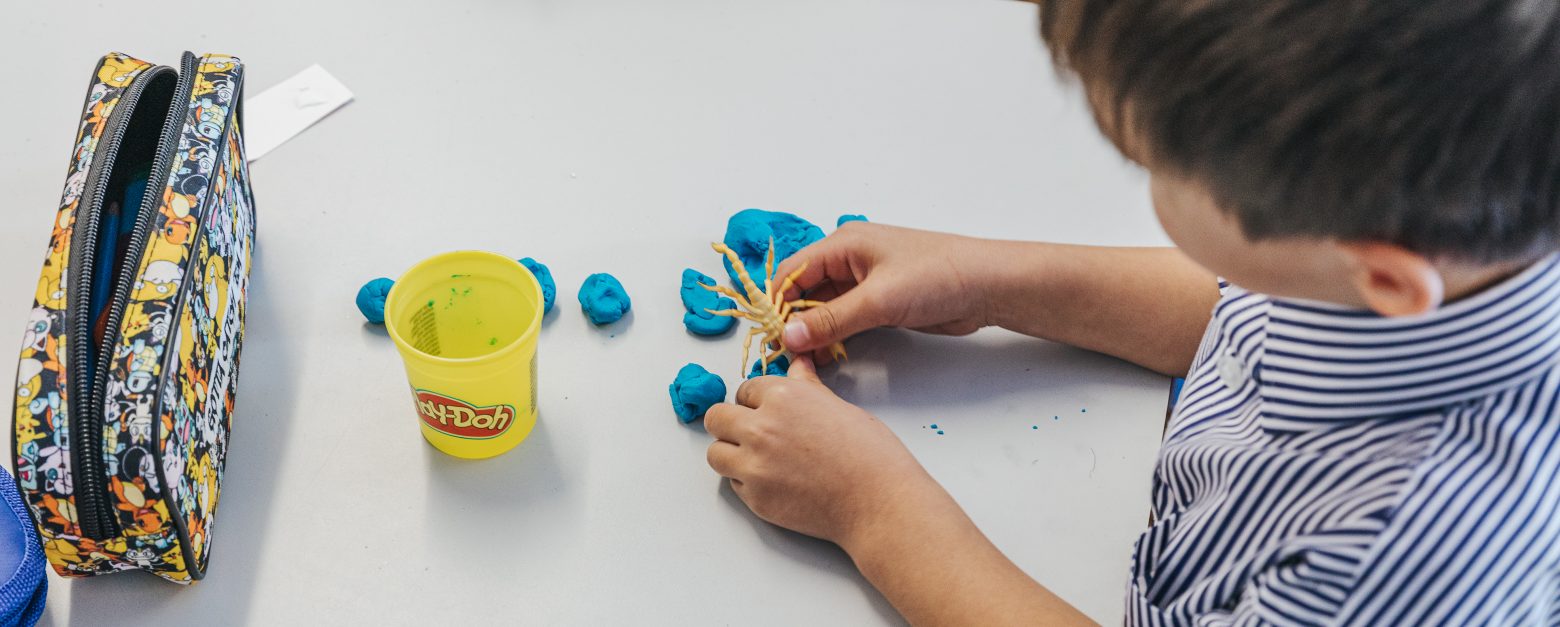 boy playing with play dough