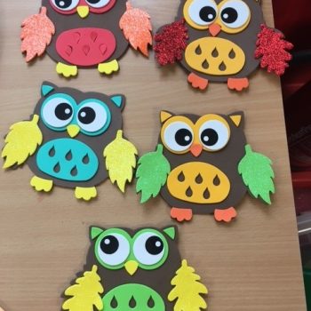 owls made with felt and glitter