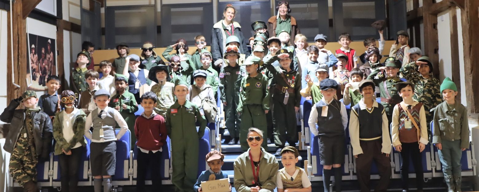 students in their WW2 clothing