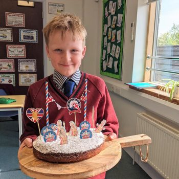 boy with his finished cake